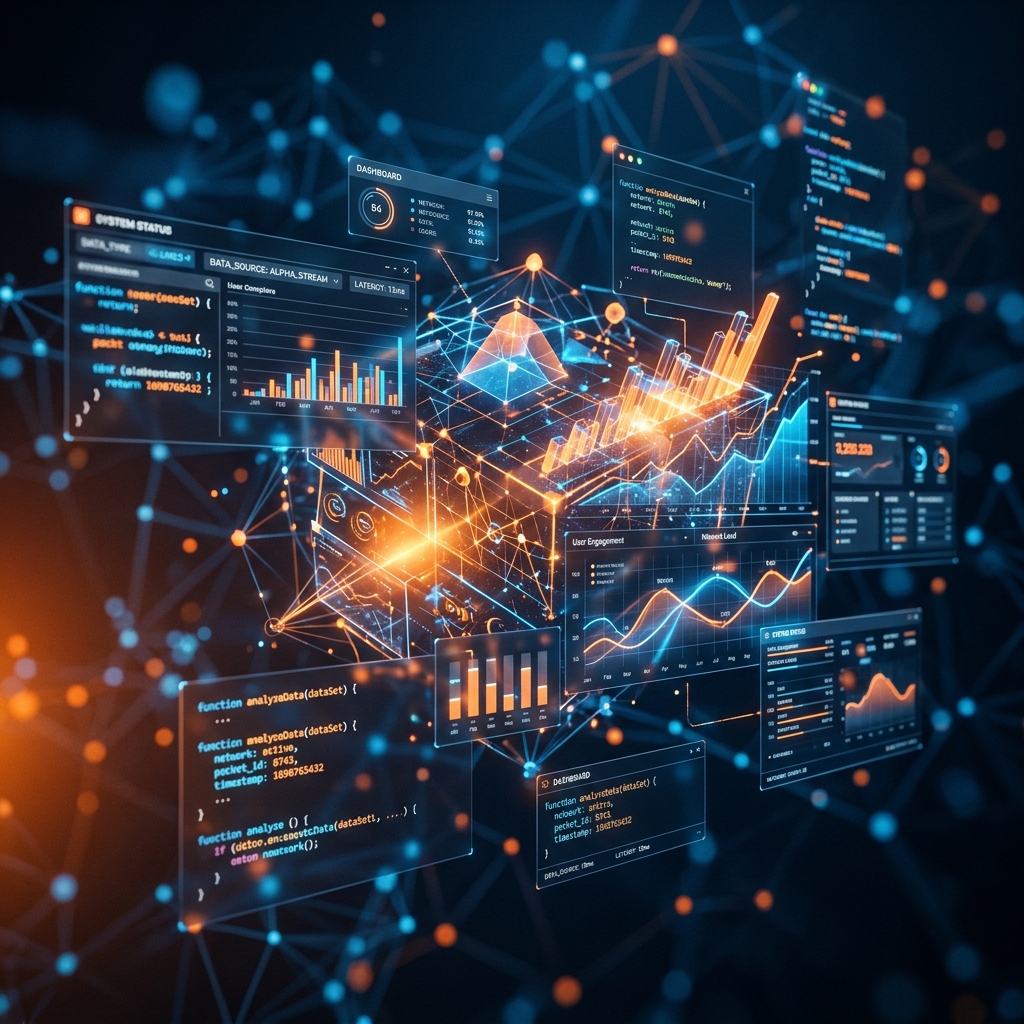 Futuristic data visualization and code